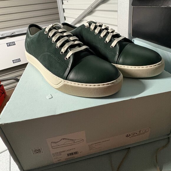 Men's Lanvin DBB1 Leather And Suede Low Top Sneakers / Green / Size US 9 ($590) - Picture 1 of 8